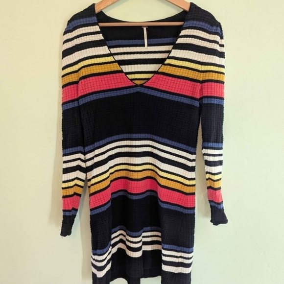Colorful Striped V-Neck Dress - Picture 6 of 6